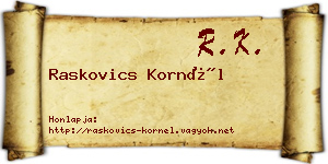 Raskovics Kornél névjegykártya