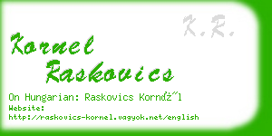 kornel raskovics business card